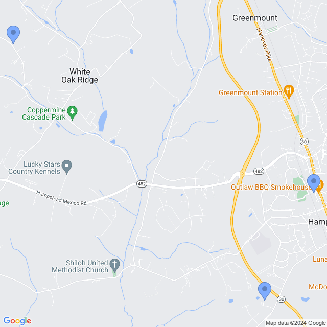 Map of veterinarians in Hampstead, MD