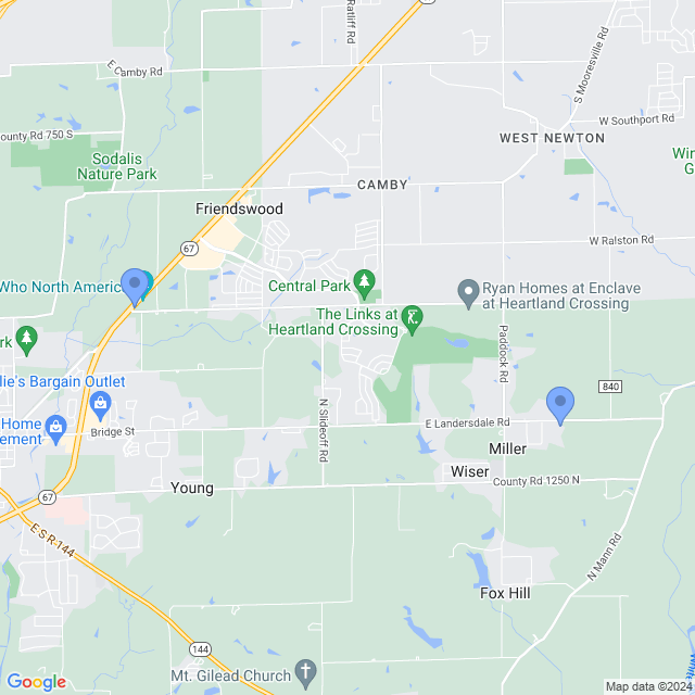 Map of veterinarians in Camby, IN