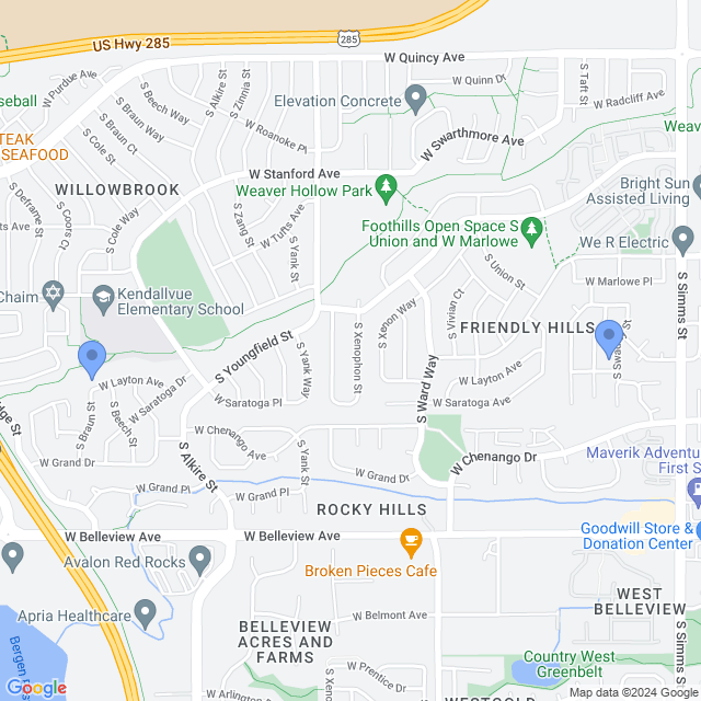 Map of veterinarians in Morrison, CO