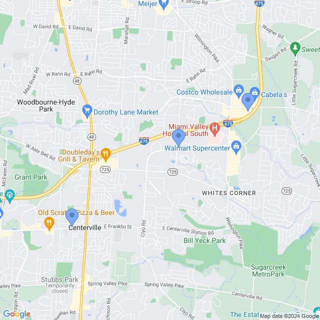 Map of veterinarians in Centerville, OH