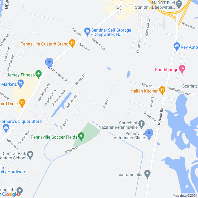 Map of veterinarians in Pennsville, NJ
