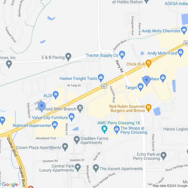 Map of veterinarians in Plainfield, IN