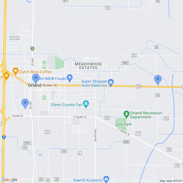 Map of veterinarians in Orland, CA