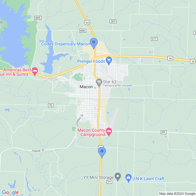 Map of veterinarians in Macon, MO
