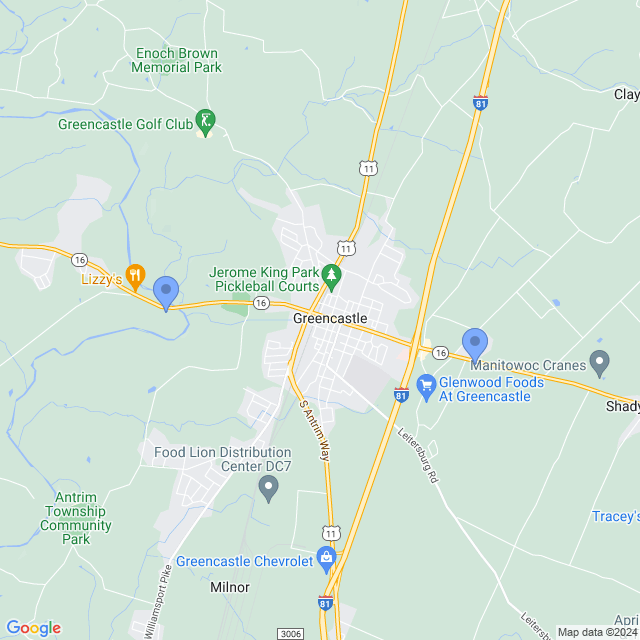 Map of veterinarians in Greencastle, PA