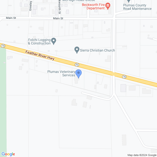 Map of veterinarians in Beckwourth, CA