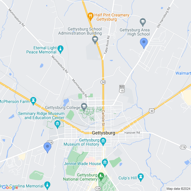 Map of veterinarians in Gettysburg, PA