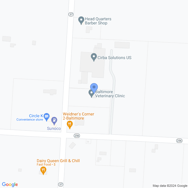 Map of veterinarians in Baltimore, OH