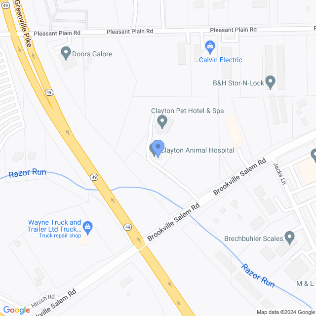 Map of veterinarians in Clayton, OH