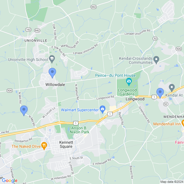 Map of veterinarians in Kennett Square, PA