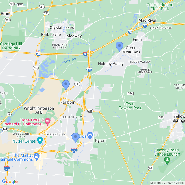 Map of veterinarians in Fairborn, OH
