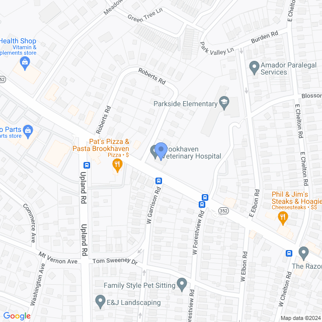 Map of veterinarians in Brookhaven, PA