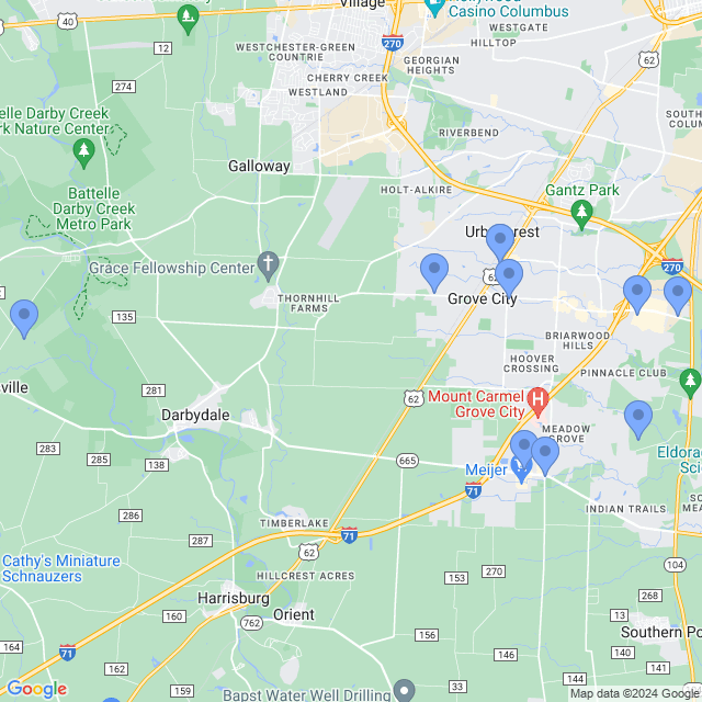 Map of veterinarians in Grove City, OH