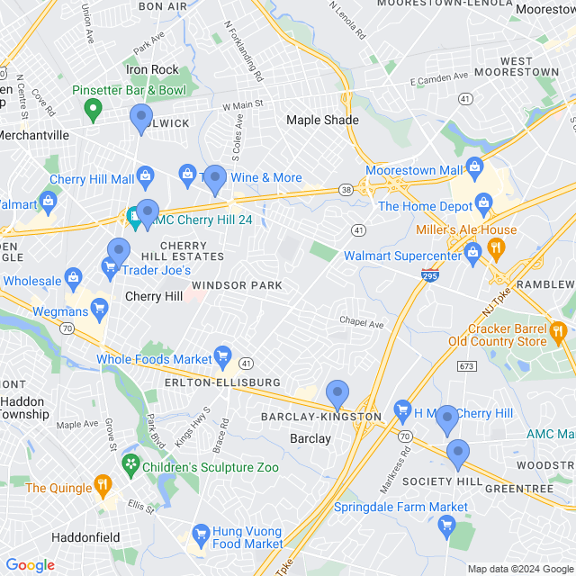 Map of veterinarians in Cherry Hill, NJ