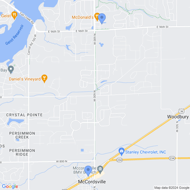 Map of veterinarians in Mccordsville, IN