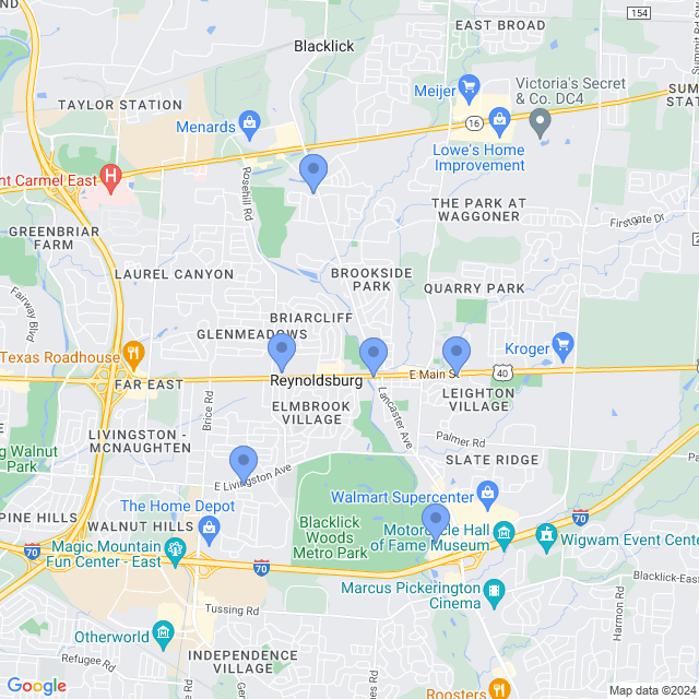 Map of veterinarians in Reynoldsburg, OH