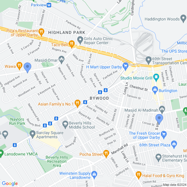 Map of veterinarians in Upper Darby, PA