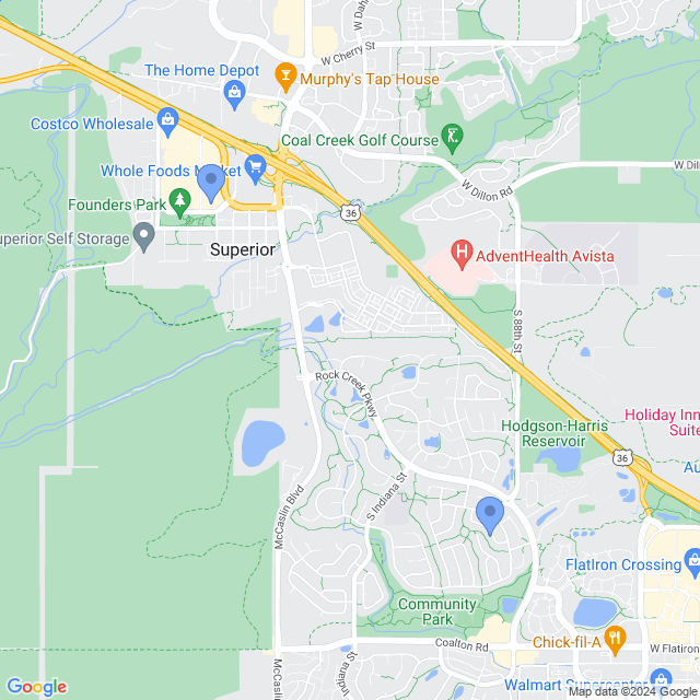 Map of veterinarians in Superior, CO