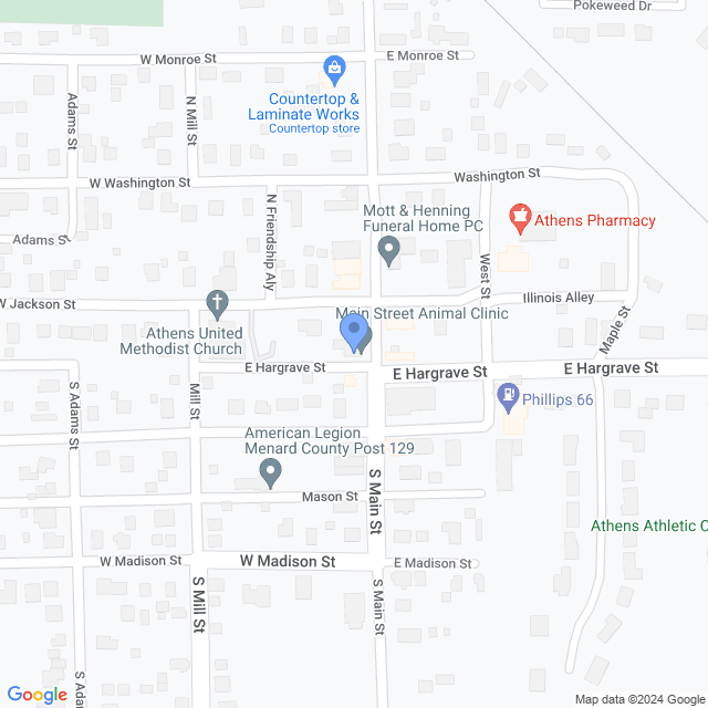 Map of veterinarians in Athens, IL