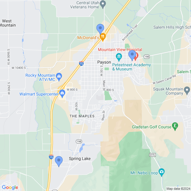 Map of veterinarians in Payson, UT