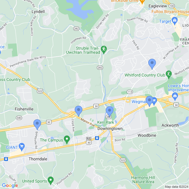 Map of veterinarians in Downingtown, PA