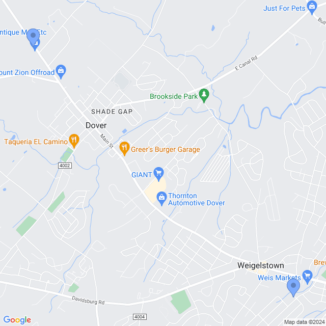Map of veterinarians in Dover, PA