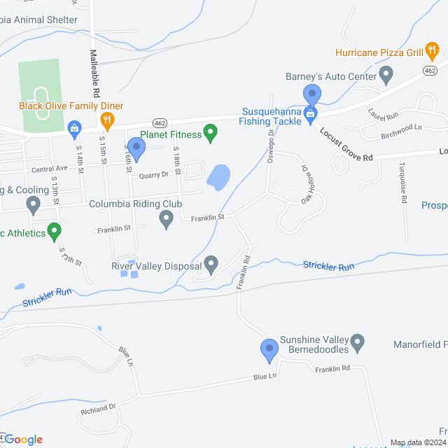 Map of veterinarians in Columbia, PA