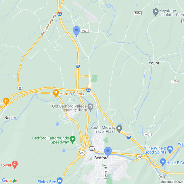Map of veterinarians in Bedford, PA