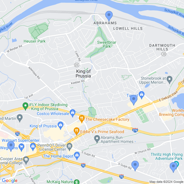 Map of veterinarians in King Of Prussia, PA