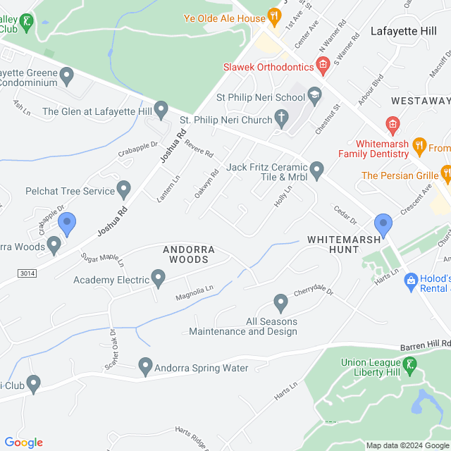 Map of veterinarians in Lafayette Hill, PA