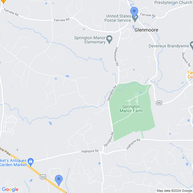 Map of veterinarians in Glenmoore, PA
