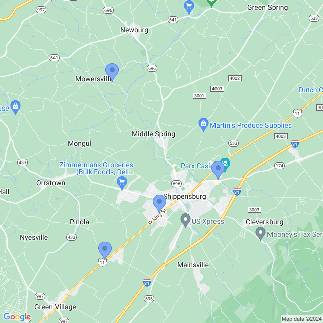 Map of veterinarians in Shippensburg, PA