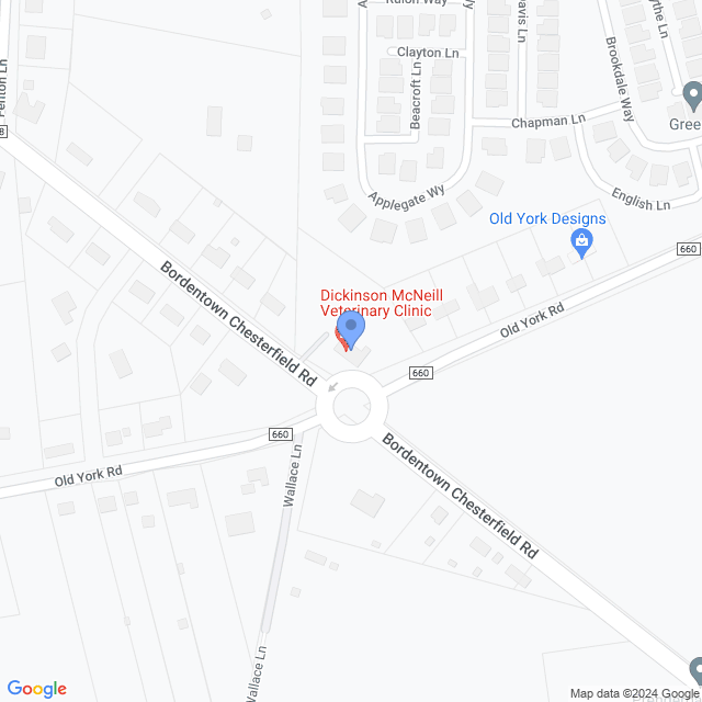 Map of veterinarians in Chesterfield, NJ