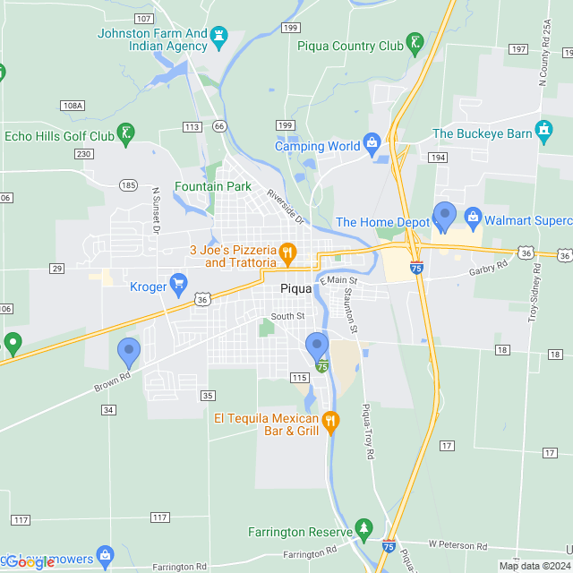 Map of veterinarians in Piqua, OH