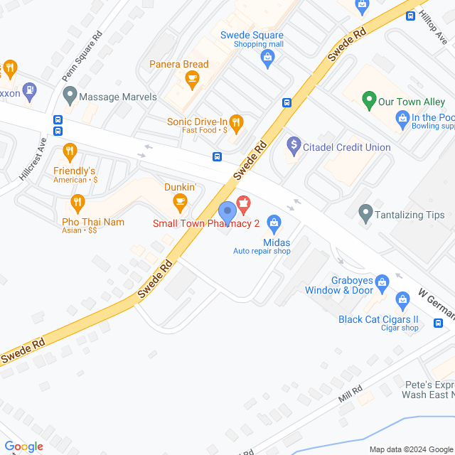 Map of veterinarians in East Norriton, PA