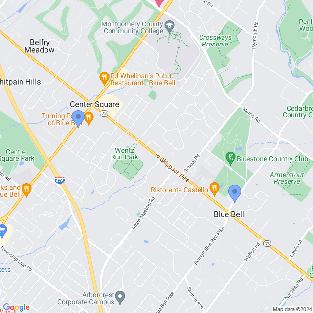 Map of veterinarians in Blue Bell, PA