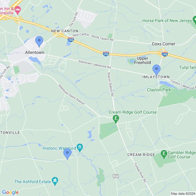 Map of veterinarians in Allentown, NJ
