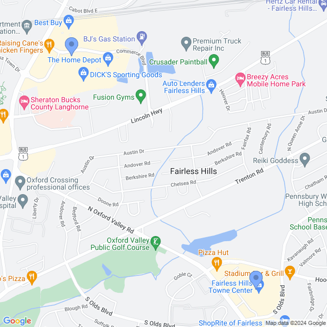 Map of veterinarians in Fairless Hills, PA