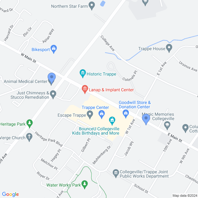 Map of veterinarians in Trappe, PA