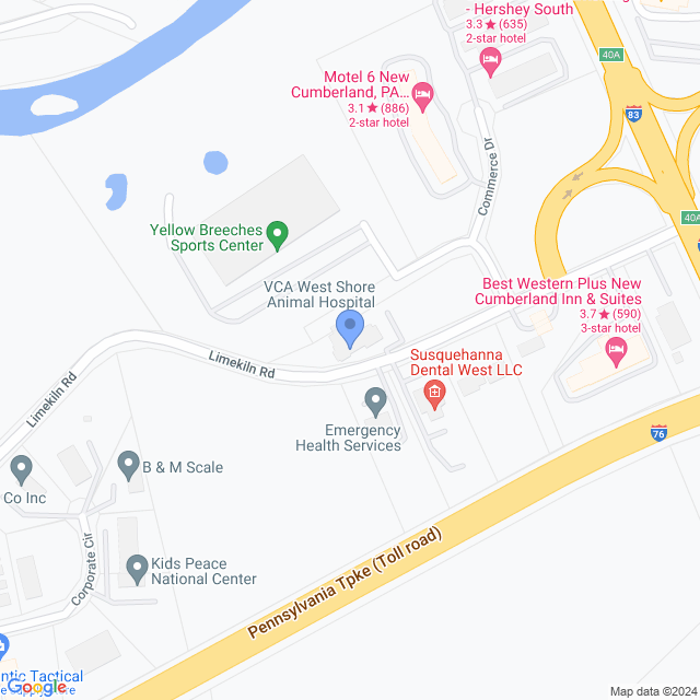 Map of veterinarians in New Cumberland, PA
