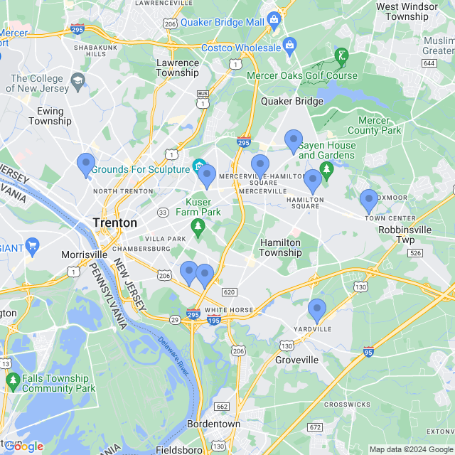 Map of veterinarians in Trenton, NJ