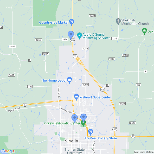Map of veterinarians in Kirksville, MO