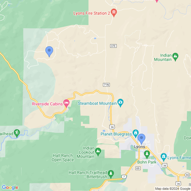 Map of veterinarians in Lyons, CO