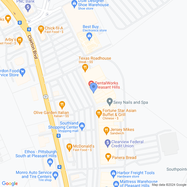Map of veterinarians in Pleasant Hills, PA