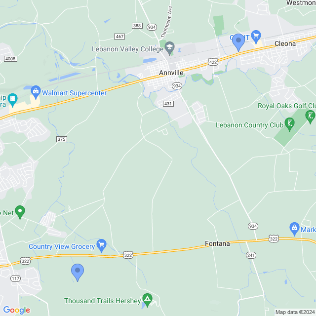 Map of veterinarians in Annville, PA