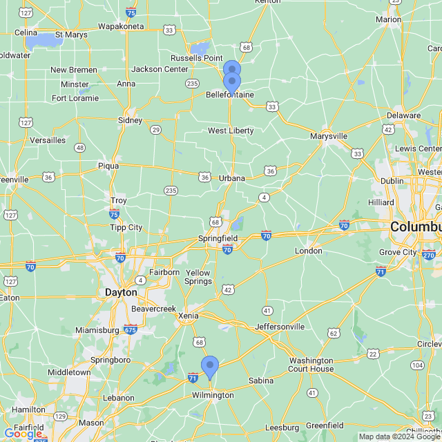 Map of veterinarians in Bellefontaine, OH
