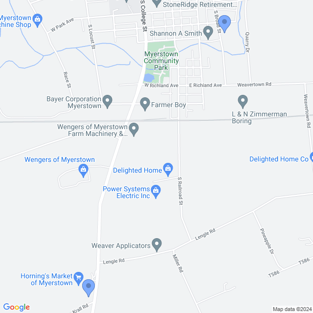 Map of veterinarians in Myerstown, PA