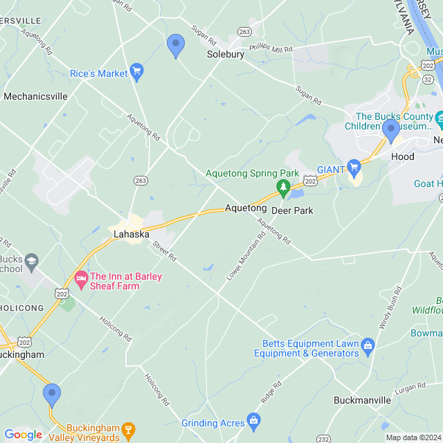 Map of veterinarians in New Hope, PA