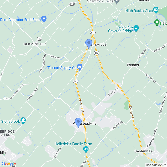 Map of veterinarians in Pipersville, PA