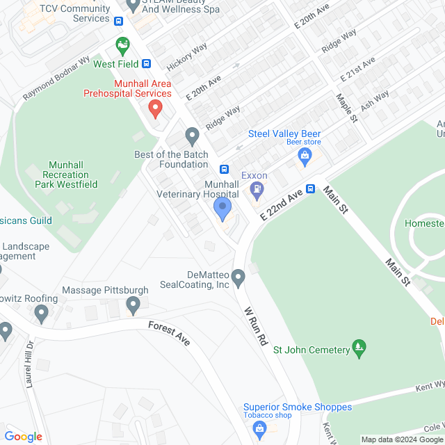 Map of veterinarians in Homestead, PA